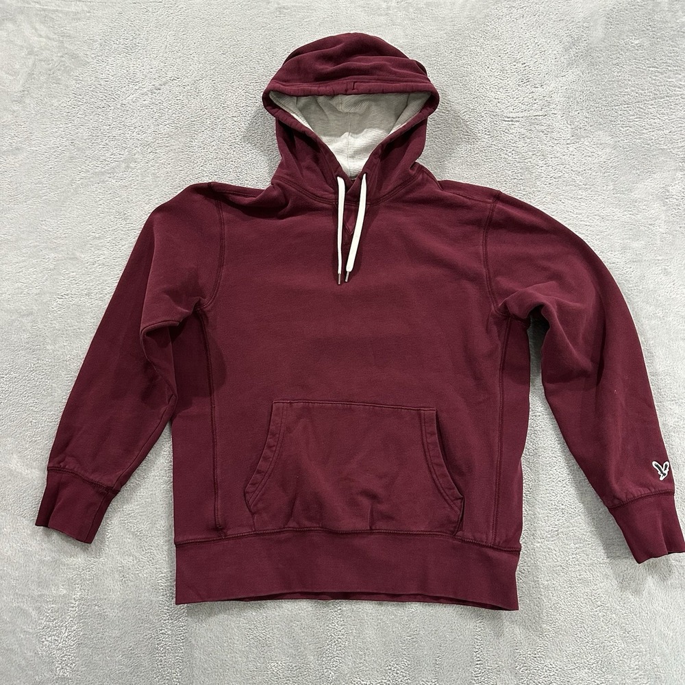 AE American Eagle Hoodie Pullover Sweatshirt Unisex M Burgundy Lounge Casual
